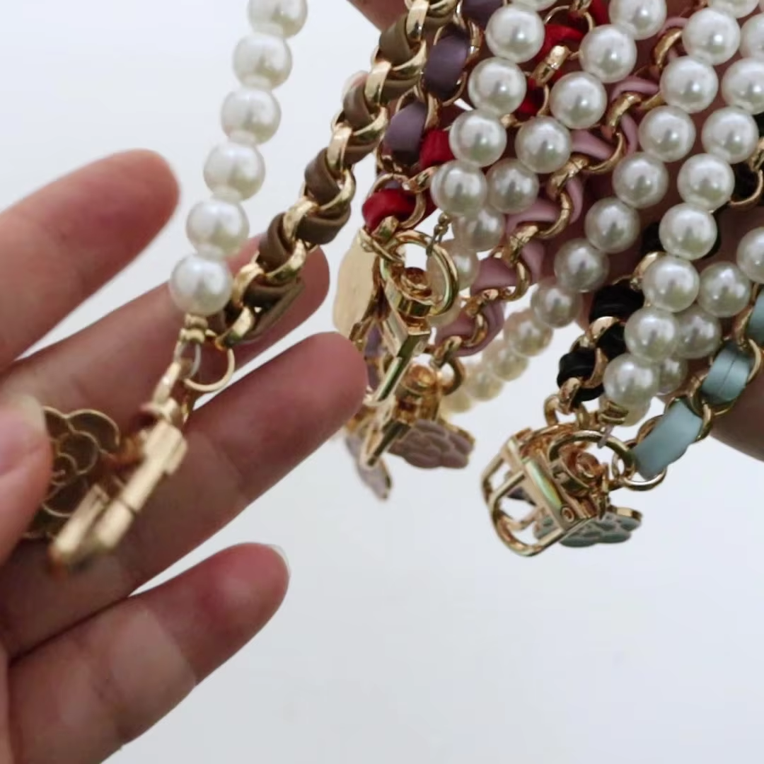 Phone Accessories Chain - 1 Strand/Lot Leather Imitation Pearl Camellia