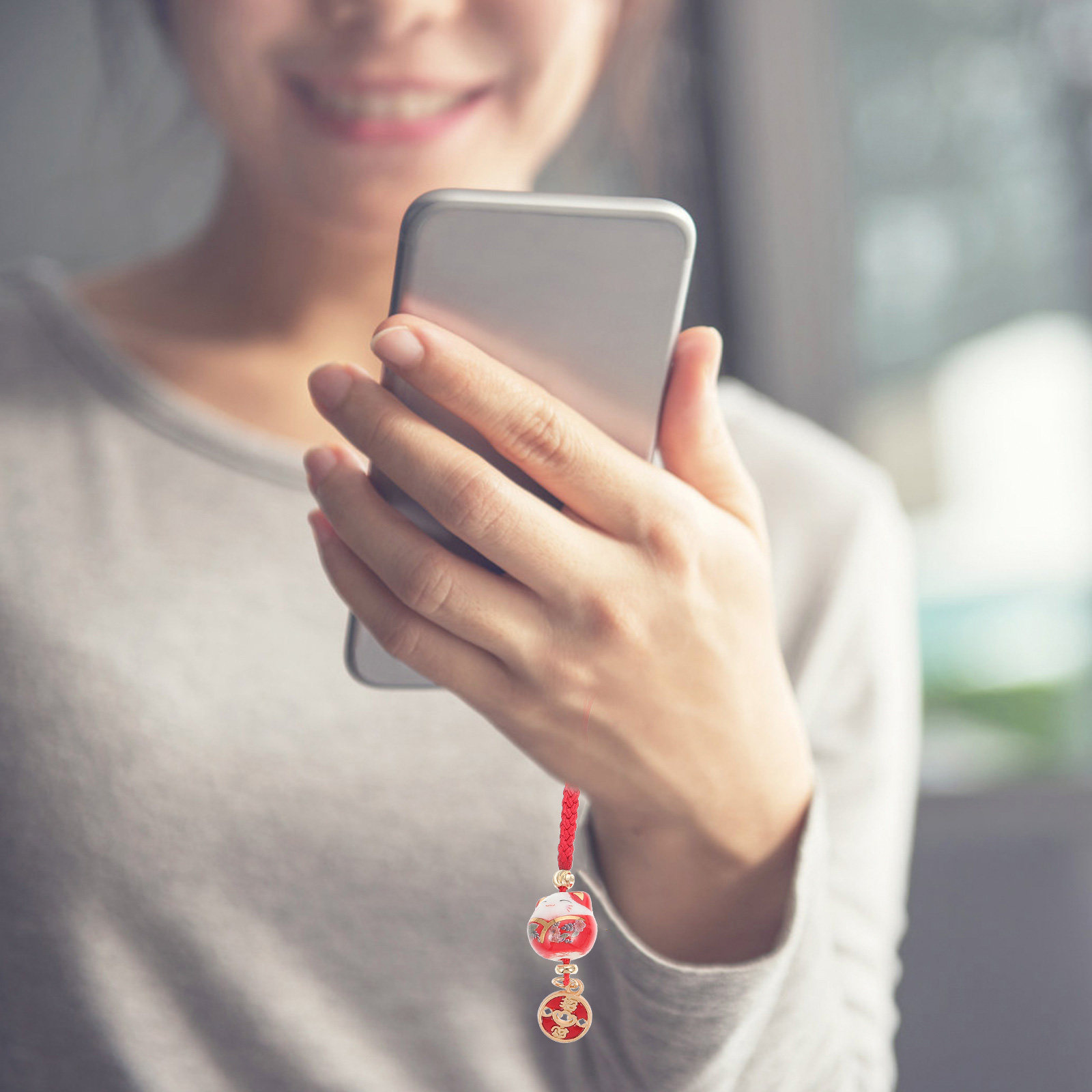 Phone Accessories Ideas - 3Pcs Mini Fortune Cat Pendant Ceramic