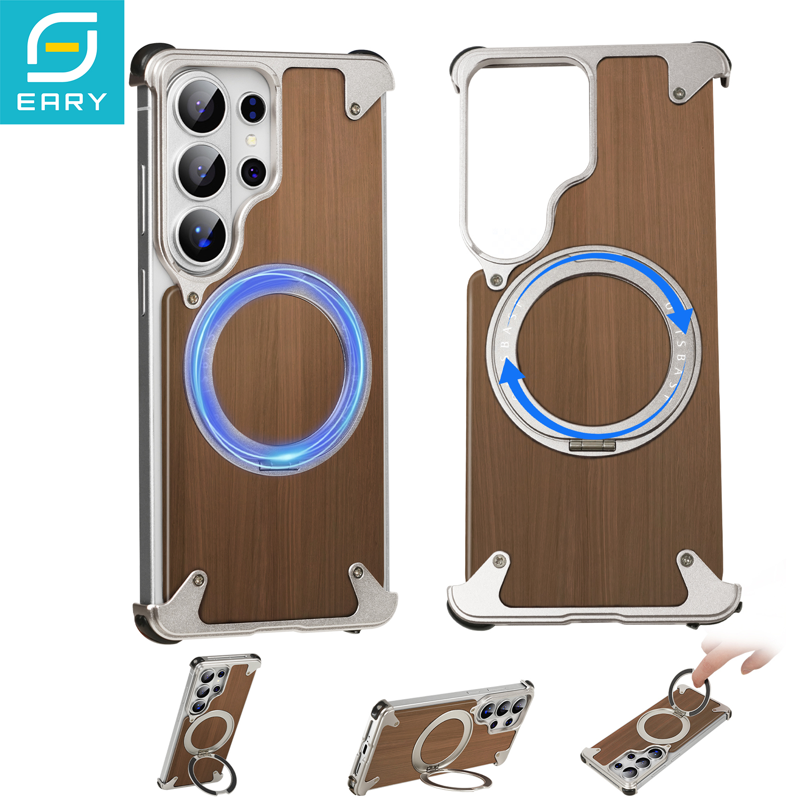 Phone Kickstand Ring - Eary for Samsung Galaxy S26Ultra Wood