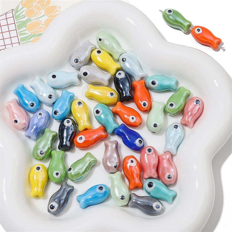 10Pcs Vintage Fish Ceramic Bea - Phone Accessories Chain ulasan dan harga