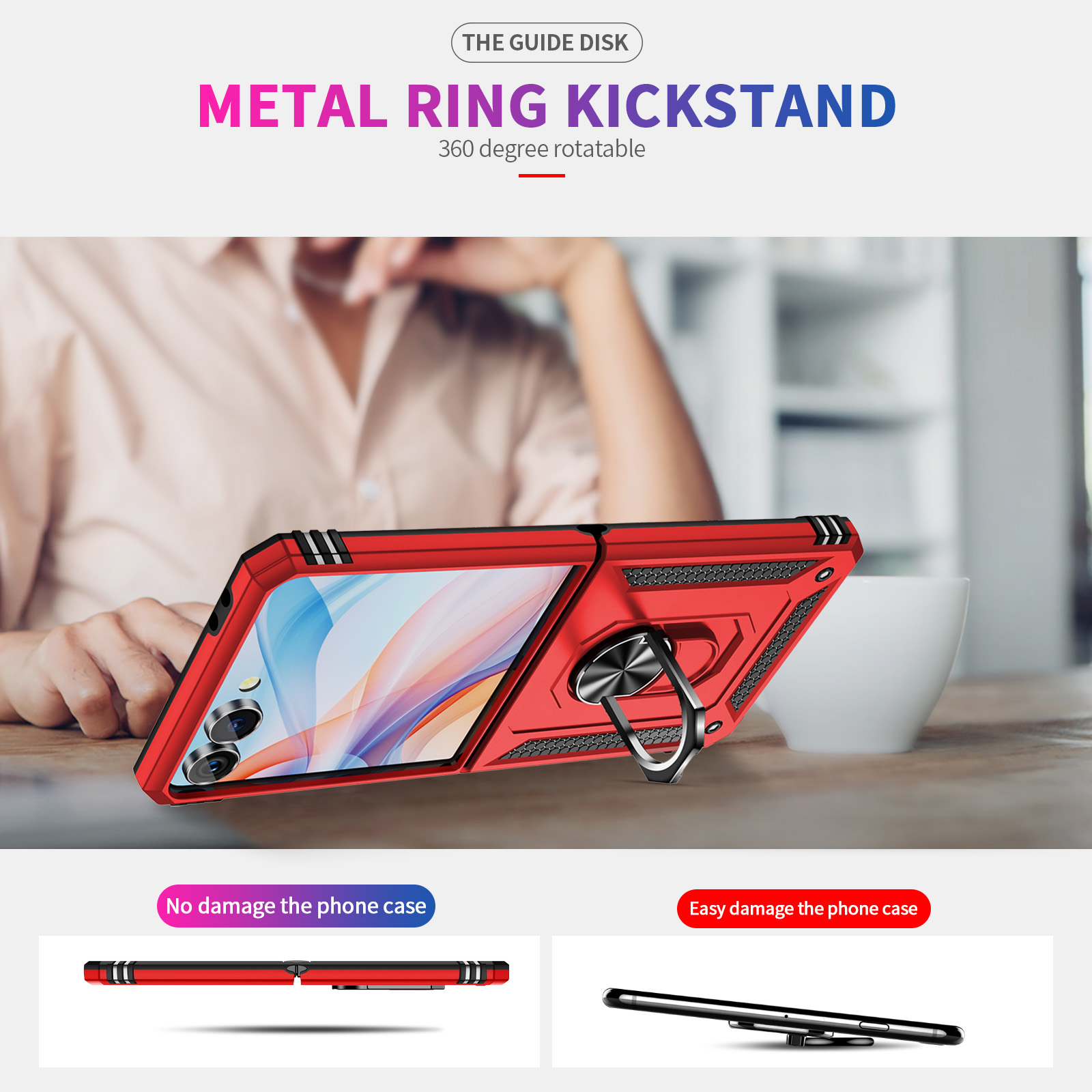 Military-grade Shockproof Phon - Phone Kickstand Ring ulasan dan harga