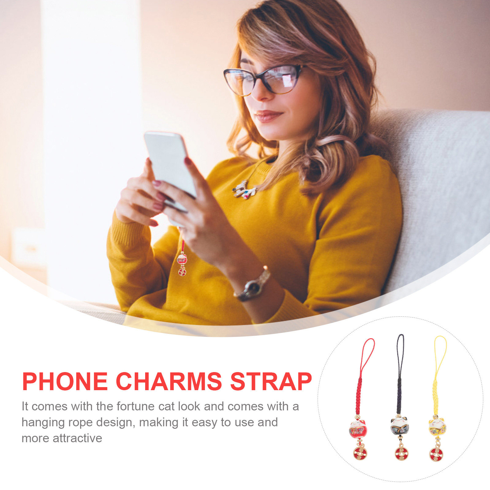 3Pcs Mini Fortune Cat Pendant  - Phone Accessories Ideas ulasan dan harga