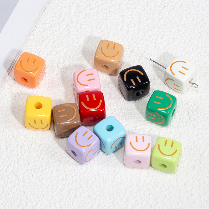 Acrylic Smile Happy Face Loose - Phone Accessories Wholesale ulasan dan harga